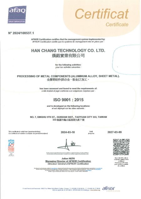 Han Chang ISO 9001:2015 Certificate
